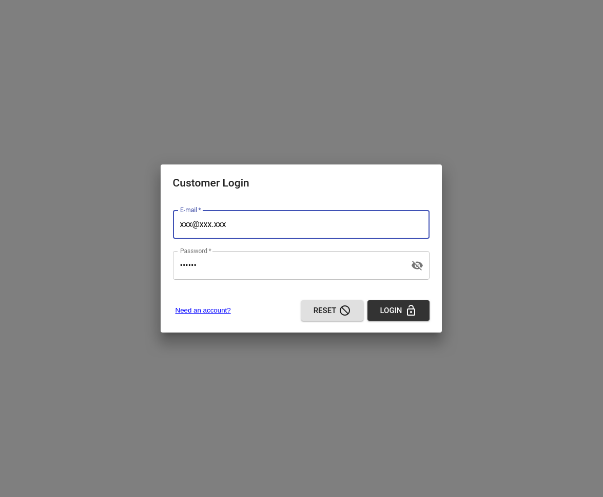 Login screen